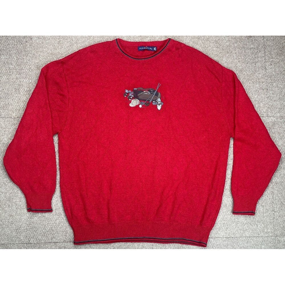 Pinnacle Vintage Crew Neck Long Sleeve Golf Sweater Made‎ In USA Size XXL